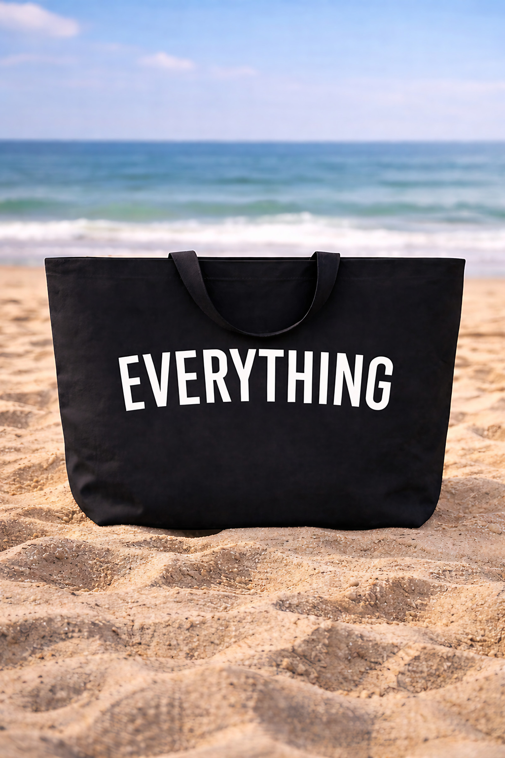 Grand sac de plage familial en toile, pliable, 44 x 41 cm, noir