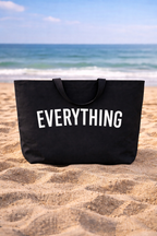 Grand sac de plage familial en toile, pliable, 44 x 41 cm, noir