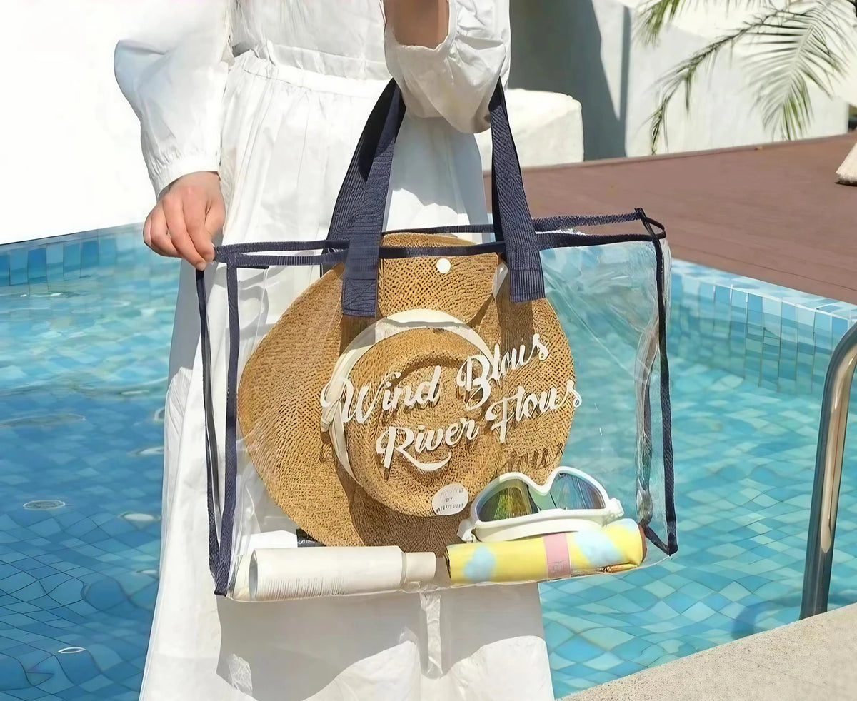 Sac de plage transparent imperméable, 44 x 32 cm, quatre coloris