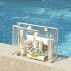 Sac de plage transparent imperméable, 44 x 32 cm, quatre coloris, beige