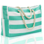 Grand sac de plage imperméable en polyester, 48 x 35 cm, turquoise
