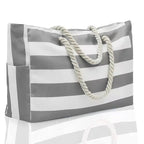Grand sac de plage imperméable en polyester, 48 x 35 cm, gris