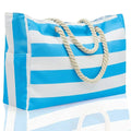 Grand sac de plage imperméable en polyester, 48 x 35 cm, bleu clair