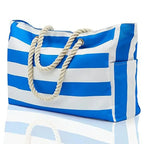 Grand sac de plage imperméable en polyester, 48 x 35 cm, bleu
