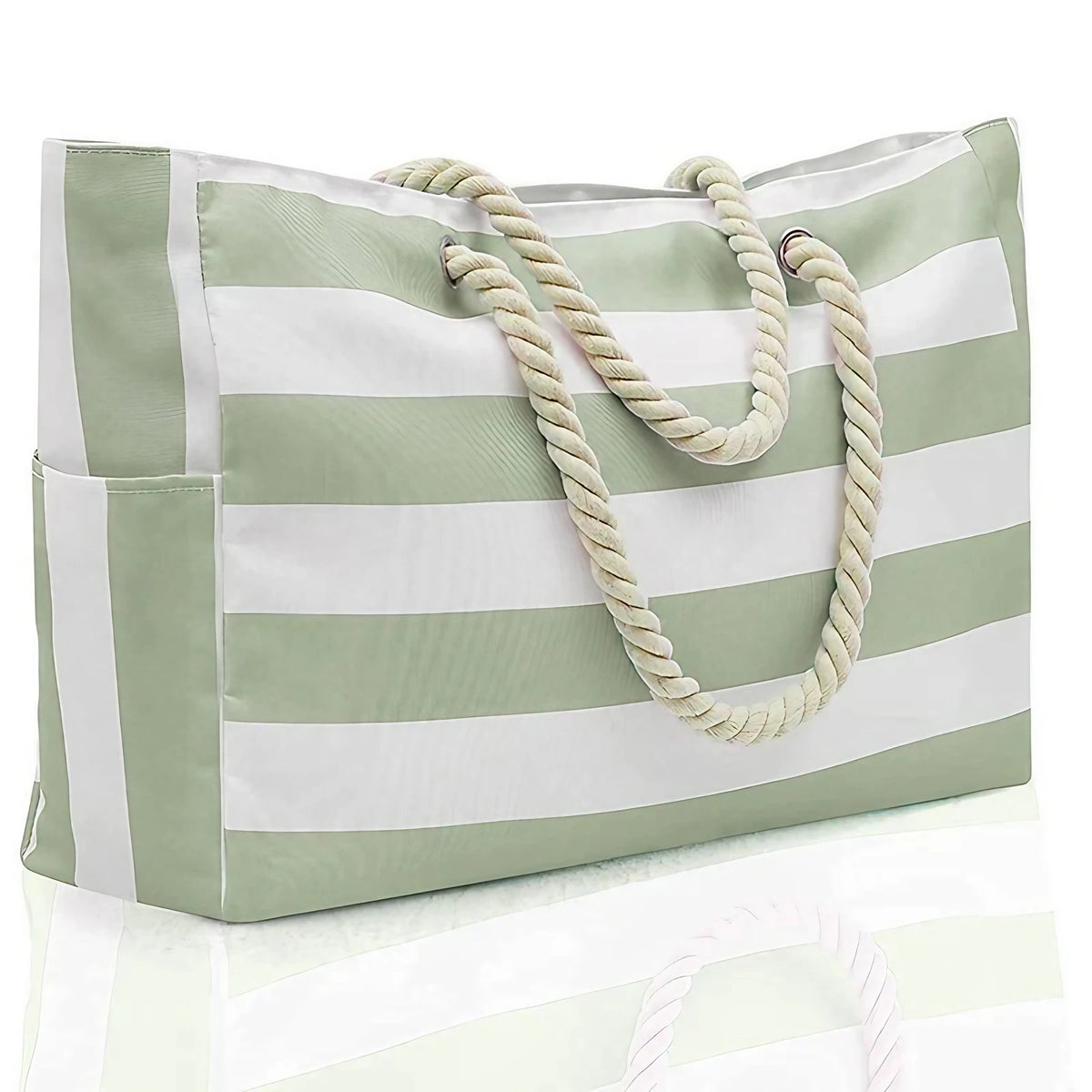 Grand sac de plage imperméable en polyester, 48 x 35 cm, vert clair
