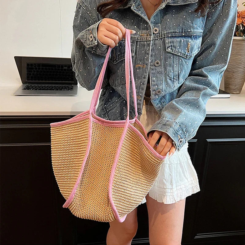 Grand sac de plage femme pliable, forme évasée, trois coloris