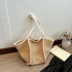 Grand sac de plage femme pliable, forme évasée, trois coloris, blanc