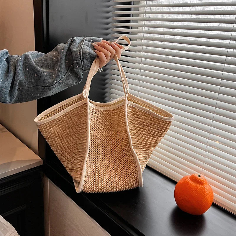Grand sac de plage femme pliable, forme évasée, trois coloris