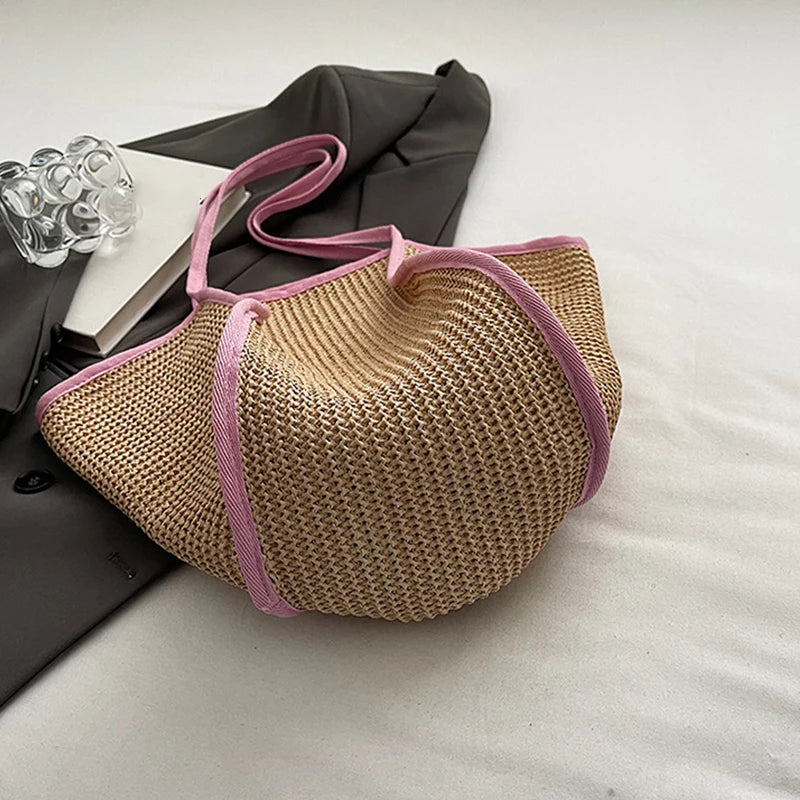 Grand sac de plage femme pliable, forme évasée, trois coloris