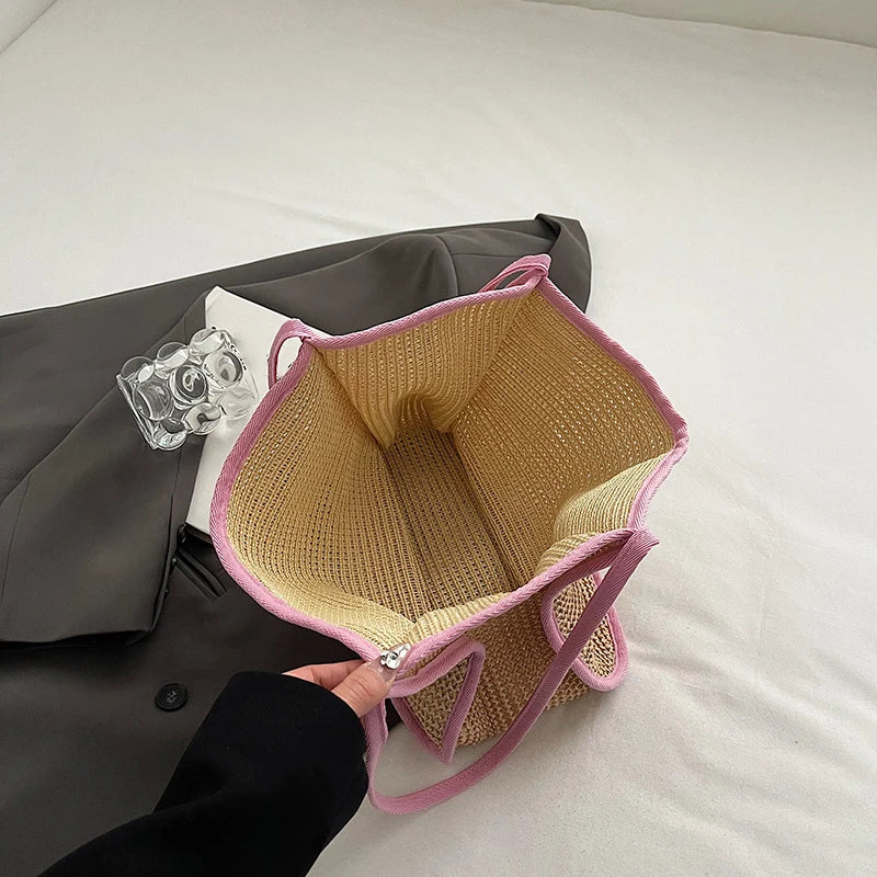 Grand sac de plage femme pliable, forme évasée, trois coloris