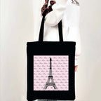 Sac cabas en toile imprimé tour Eiffel, 35 x 40 cm