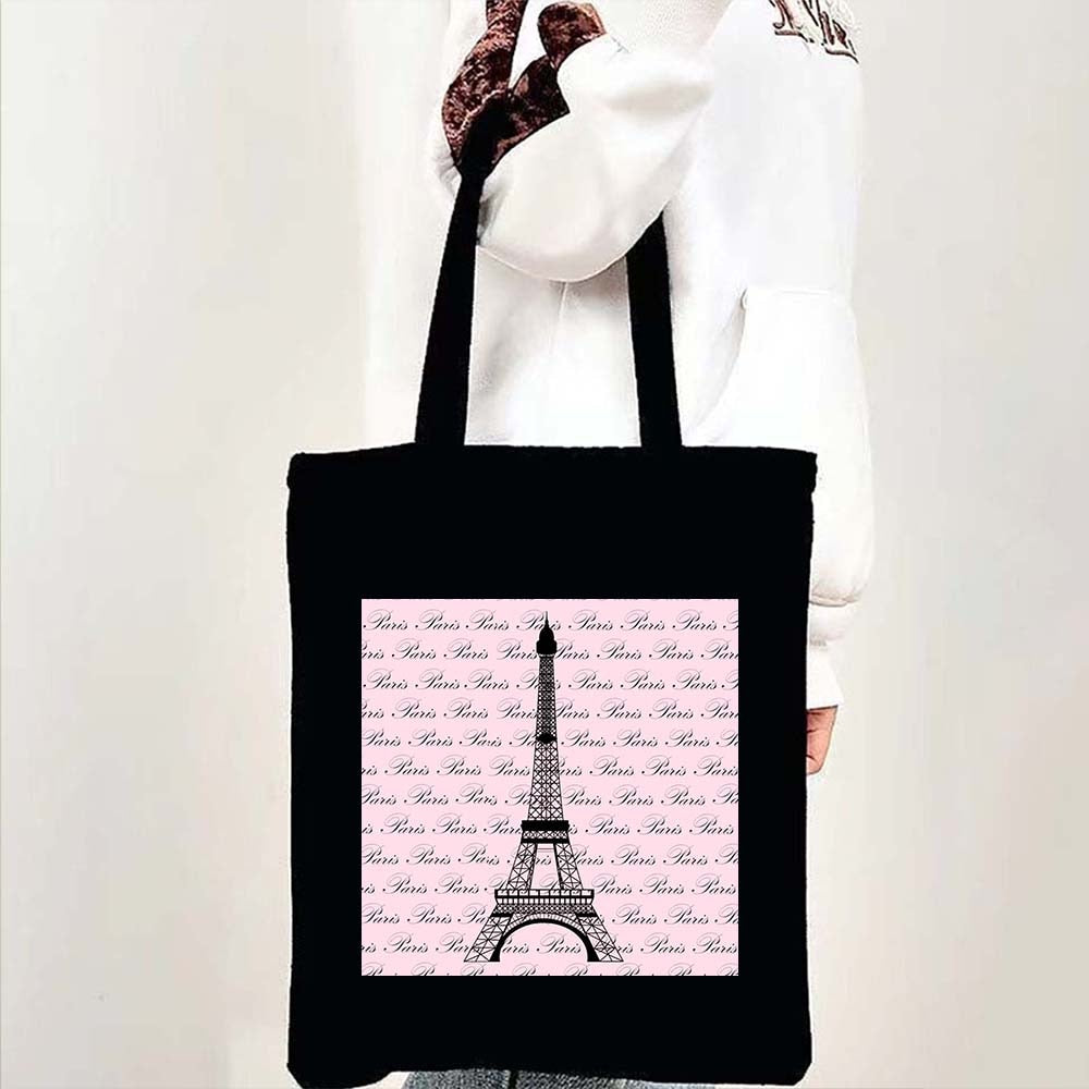 Sac cabas en toile imprimé tour Eiffel, 35 x 40 cm