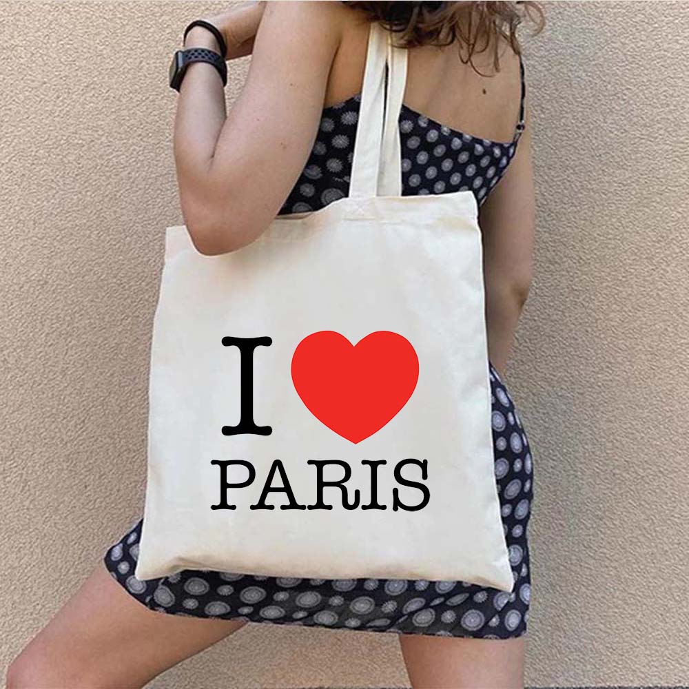 Sac cabas en toile imprimé tour Eiffel, 35 x 40 cm