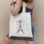 Sac cabas en toile imprimé tour Eiffel, 35 x 40 cm