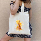 Sac cabas en toile imprimé tour Eiffel, 35 x 40 cm