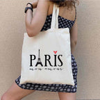 Sac cabas en toile imprimé tour Eiffel, 35 x 40 cm