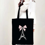 Sac cabas en toile imprimé tour Eiffel, 35 x 40 cm