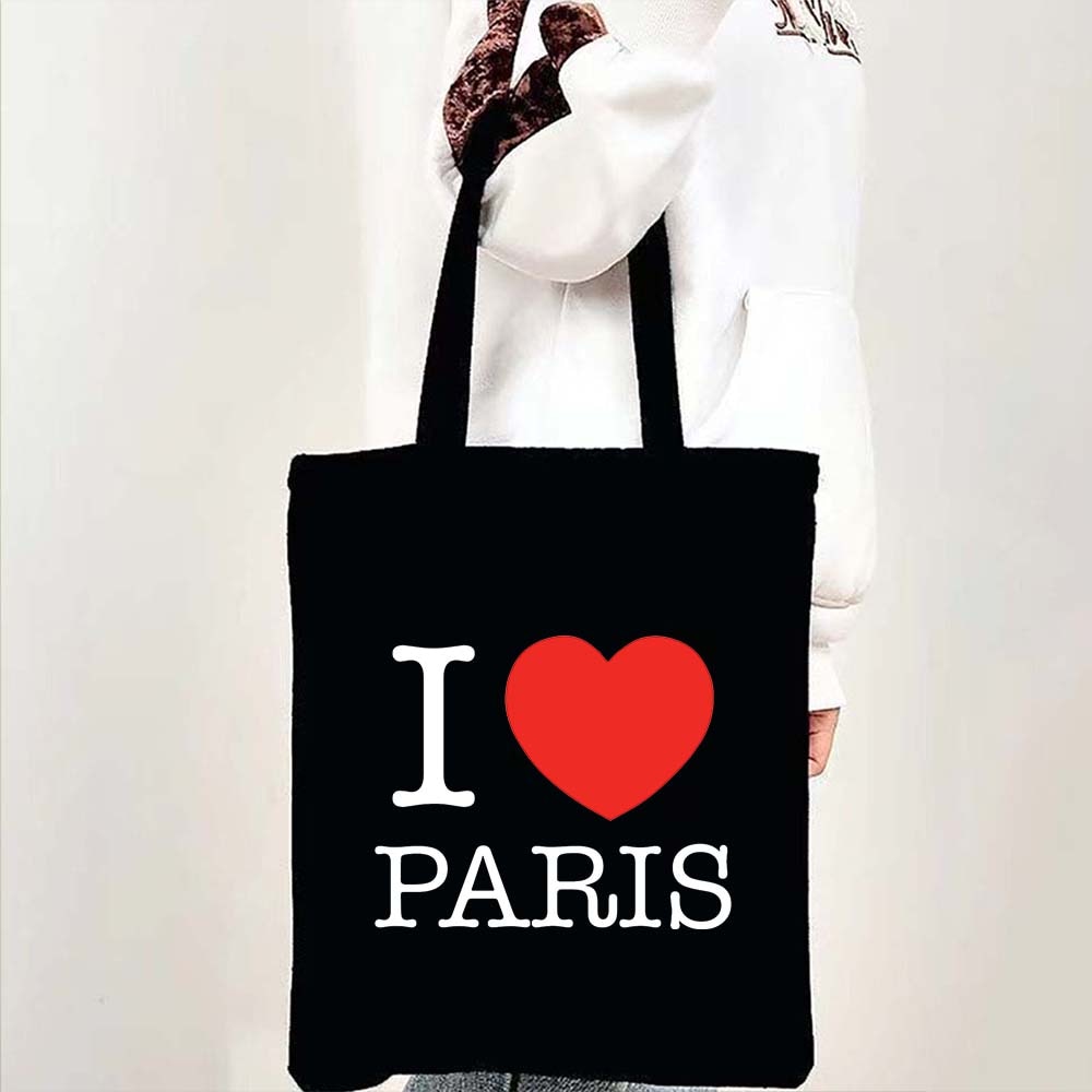 Sac cabas en toile imprimé tour Eiffel, 35 x 40 cm