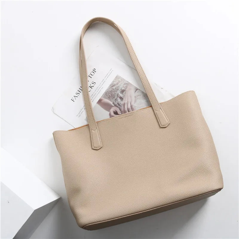 Sac cabas femme en cuir grainé, 28 x 22 cm, abricot ou beige