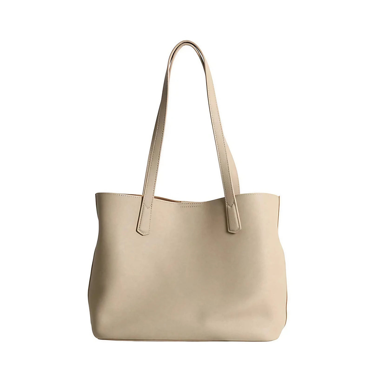 Sac cabas femme en cuir grainé, 28 x 22 cm, abricot ou beige, abricot