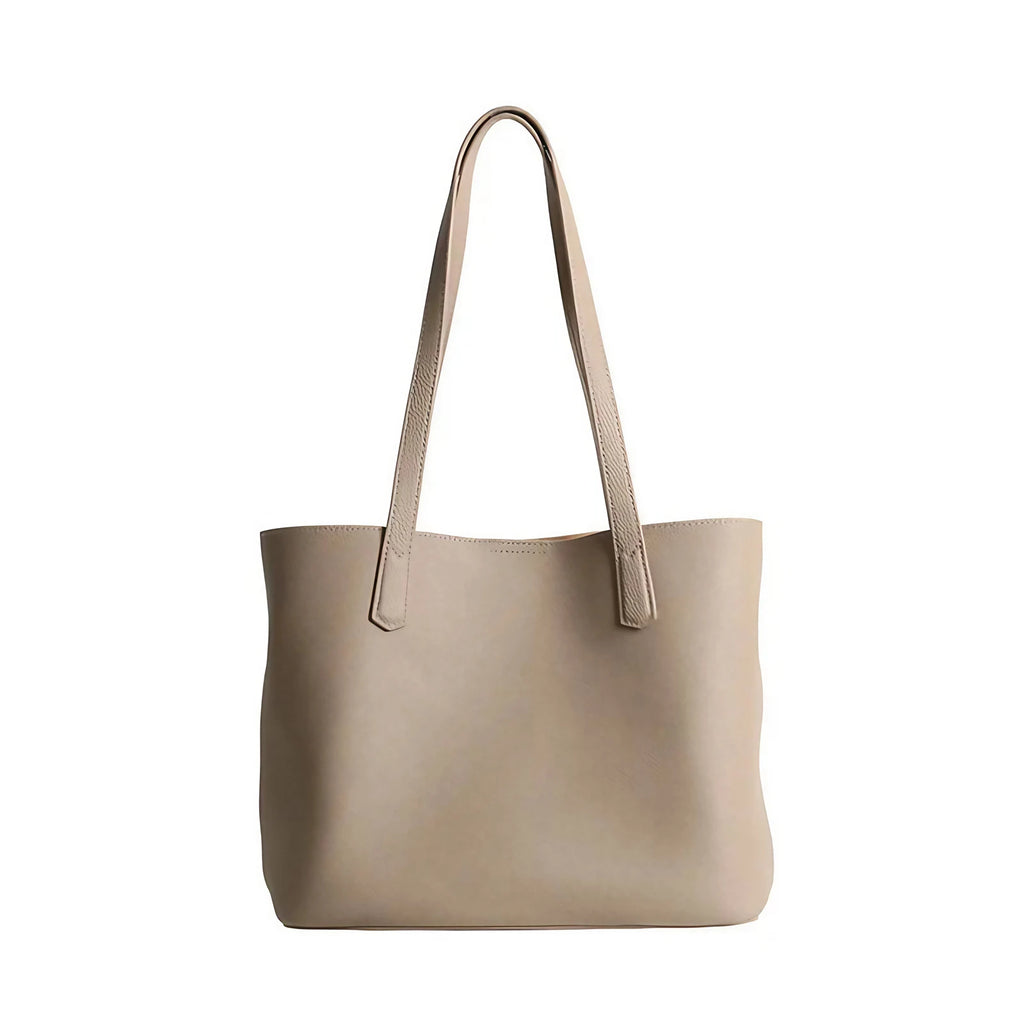 Sac cabas femme en cuir grainé, 28 x 22 cm, abricot ou beige, beige