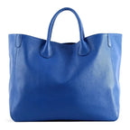 Grand sac à main femme bleu, poche intérieure zippée, bleu
