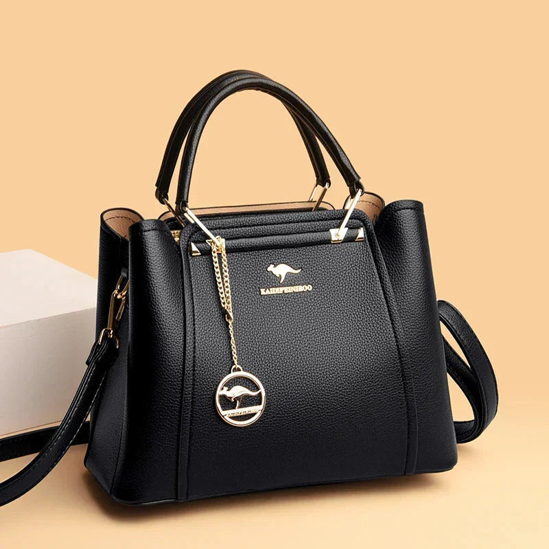 Grand sac à main femme en cuir souple, finitions dorées