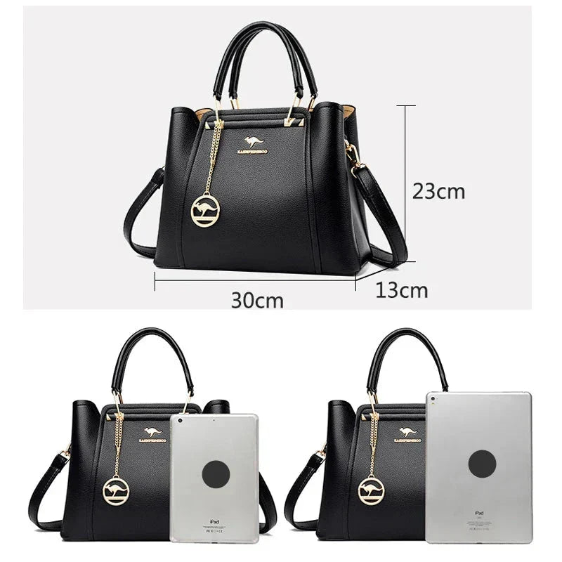 Grand sac à main femme en cuir souple, finitions dorées