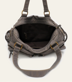 Grand sac à main femme gris à clous, 39 x 22 cm