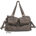 Grand sac à main femme gris à clous, 39 x 22 cm, gris