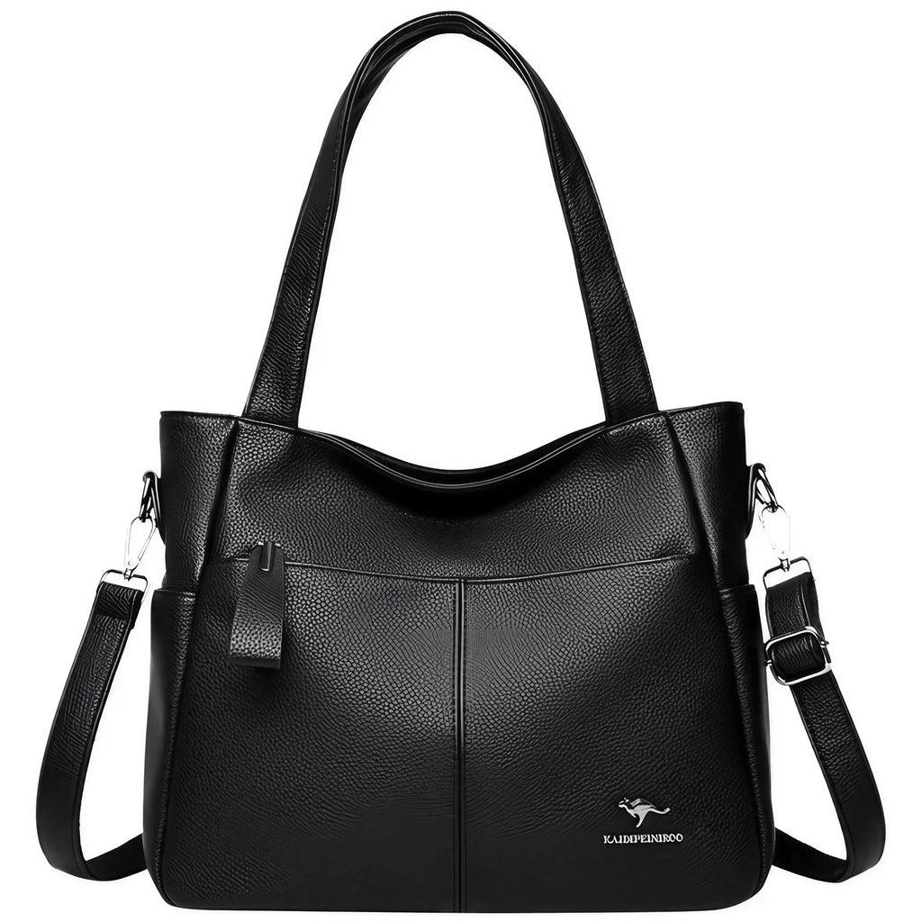 Grand sac à main femme noir, fourre-tout zippé, 30 x 26 x 12 cm