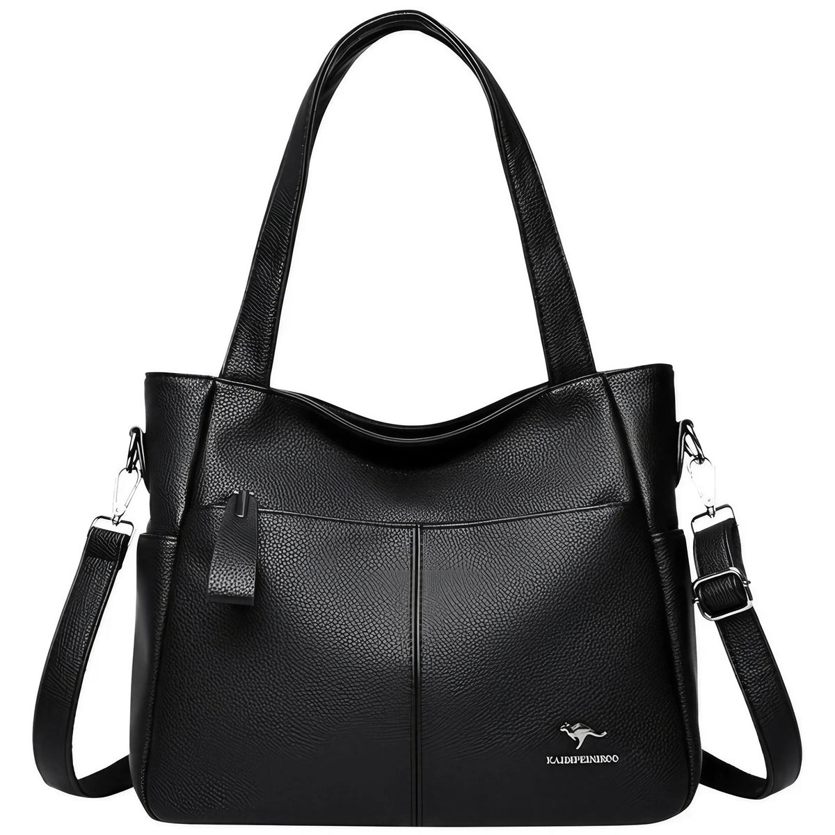 Grand sac à main femme noir, fourre-tout zippé, 30 x 26 x 12 cm