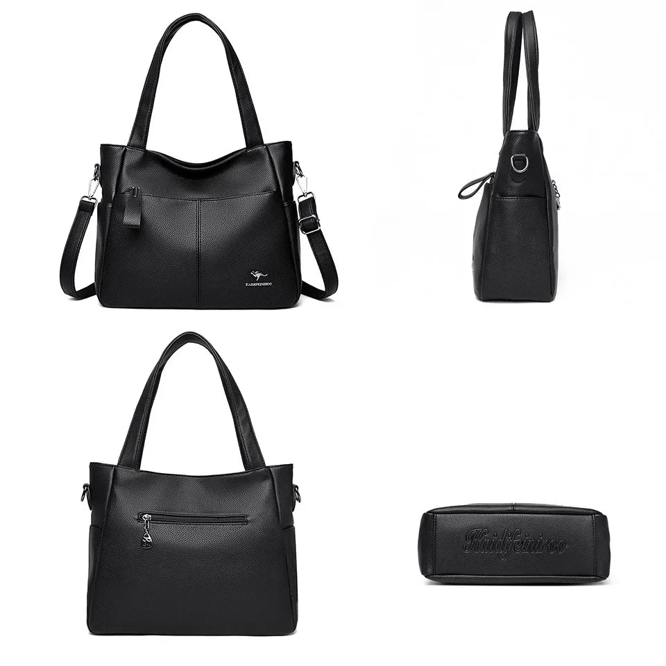Grand sac à main femme noir, fourre-tout zippé, 30 x 26 x 12 cm