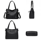Grand sac à main femme noir, fourre-tout zippé, 30 x 26 x 12 cm