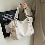 Grand sac à main femme en cuir souple, format A4 et ordinateur, blanc