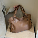 Grand sac à main femme en cuir souple, format A4 et ordinateur, marron