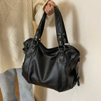 Grand sac à main femme en cuir souple, format A4 et ordinateur, noir