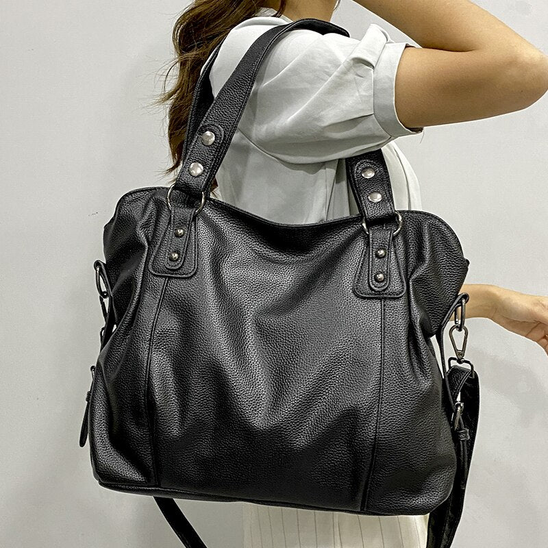 Grand sac à main femme en cuir souple, format A4 et ordinateur