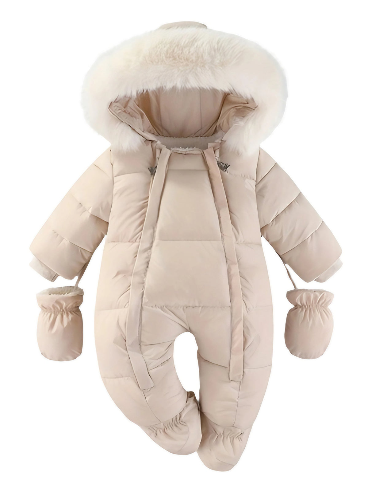 Combinaison d'hiver bébé à capuche, zip intégral, 3 à 24 mois, beige