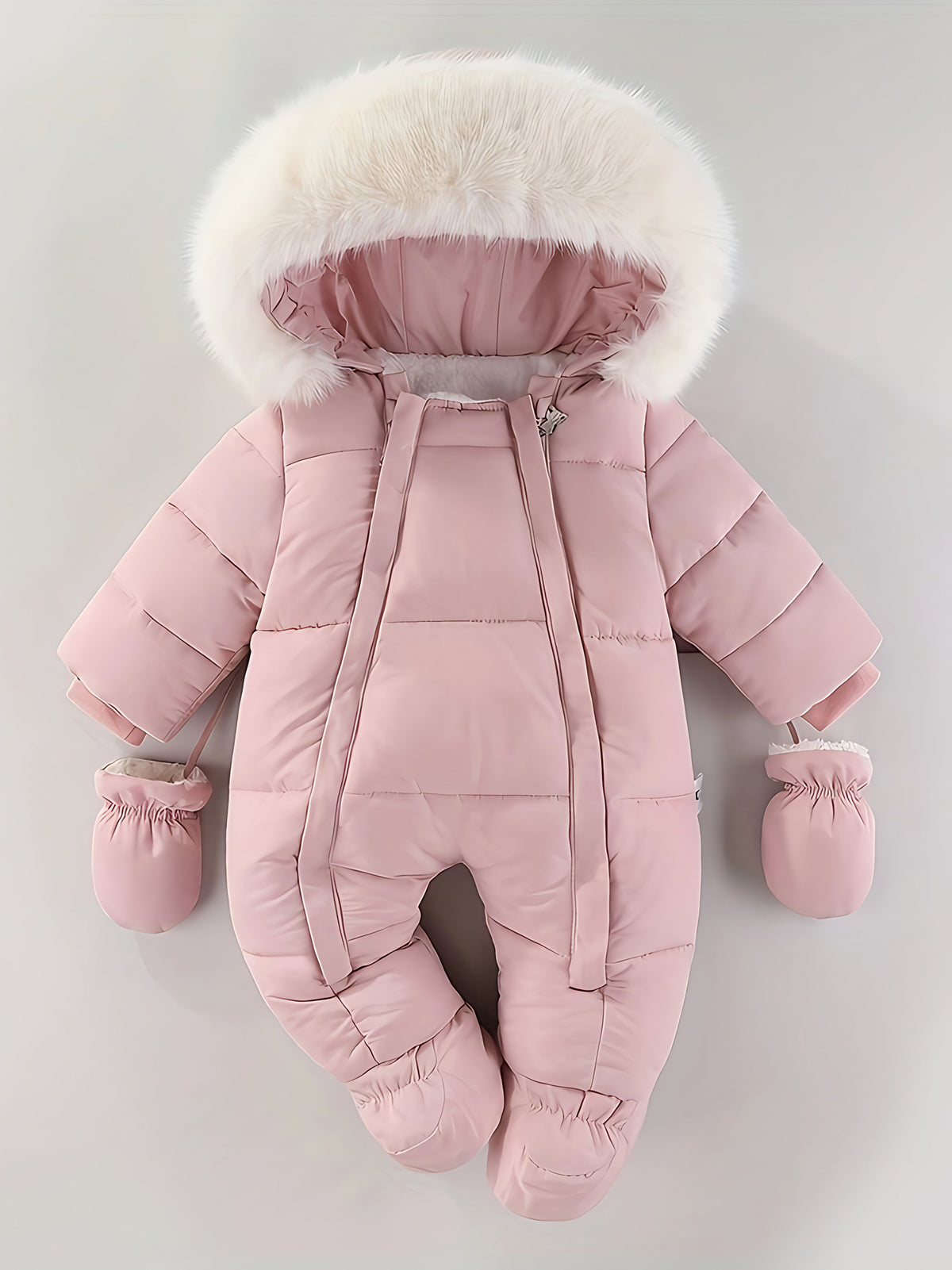 Combinaison d'hiver bébé à capuche, zip intégral, 3 à 24 mois, rose