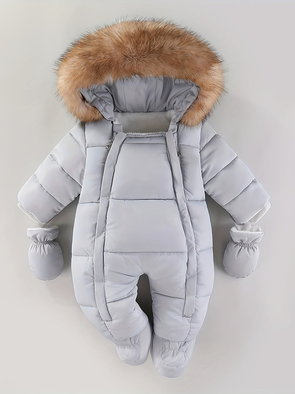 Combinaison d'hiver bébé à capuche, zip intégral, 3 à 24 mois, gris