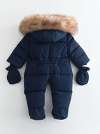 Combinaison d'hiver bébé à capuche, zip intégral, 3 à 24 mois