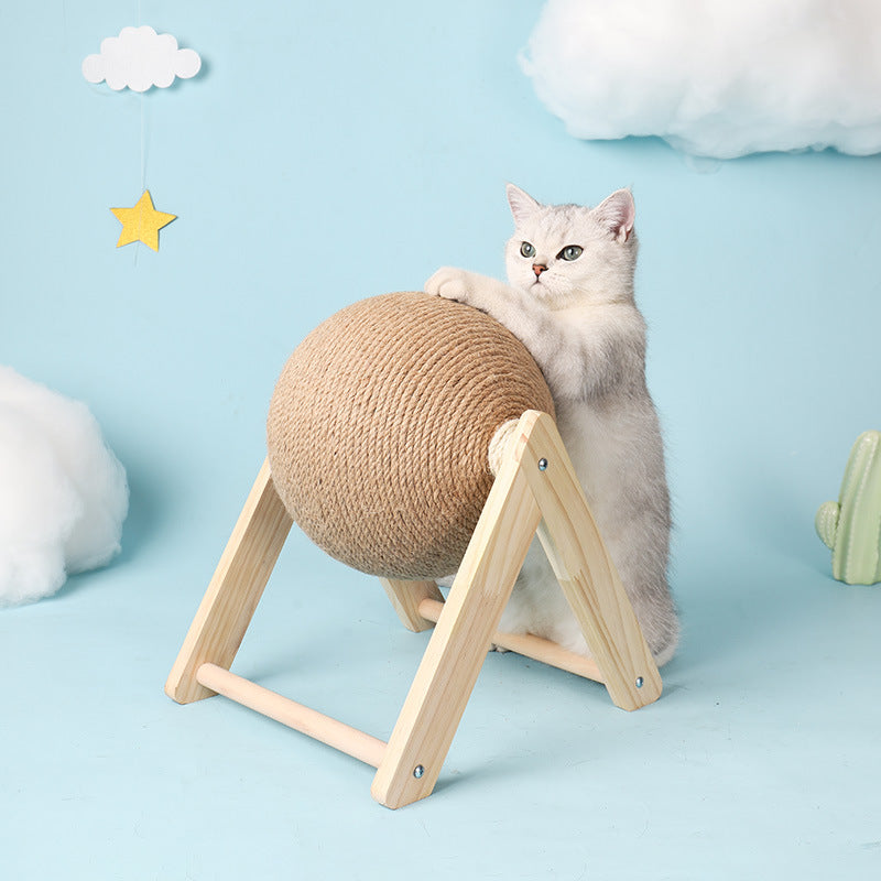 Griffoir boule en sisal pour chat, socle en bois, trois tailles