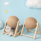 Griffoir boule en sisal pour chat, socle en bois, trois tailles