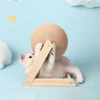 Griffoir boule en sisal pour chat, socle en bois, trois tailles
