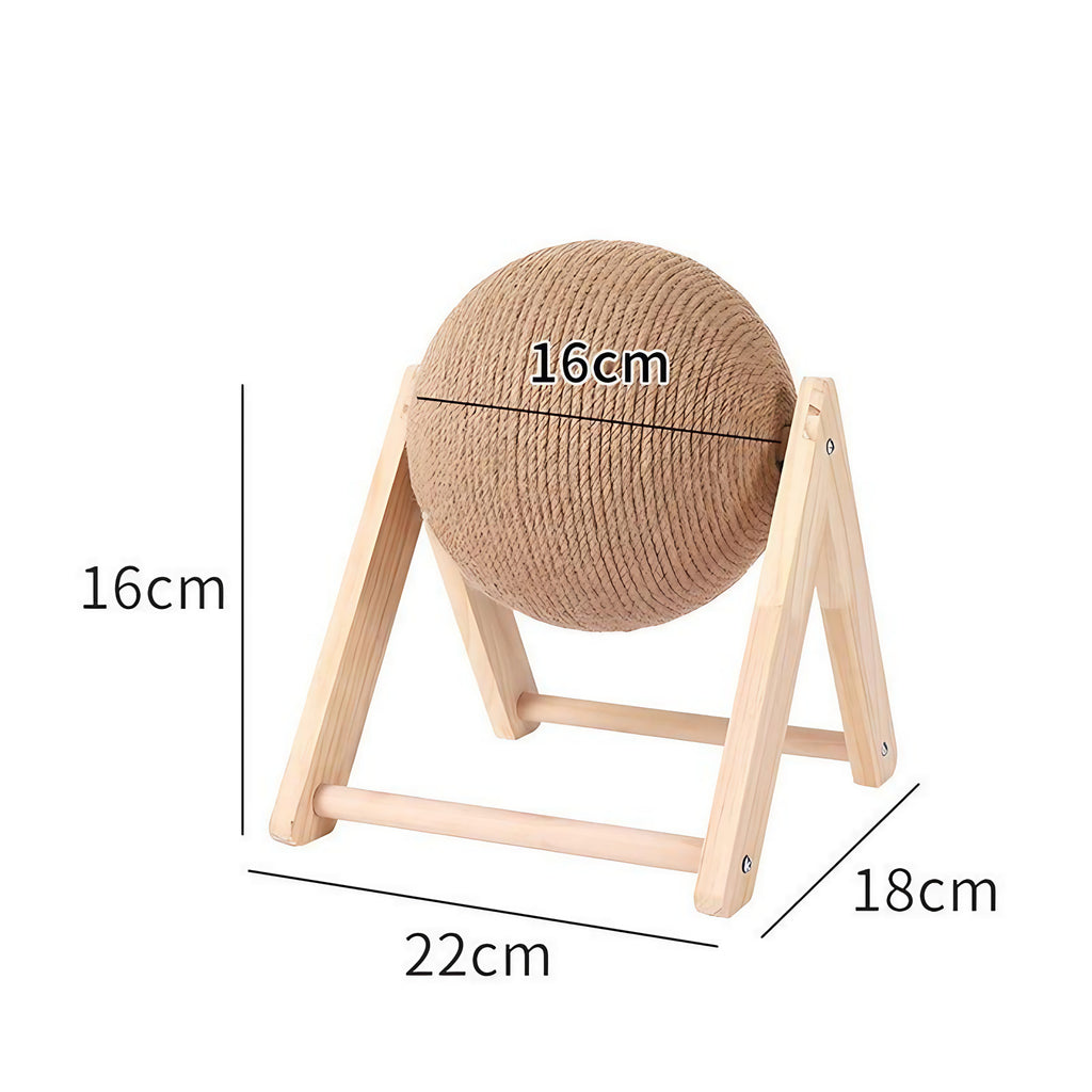 Griffoir boule en sisal pour chat, socle en bois, trois tailles