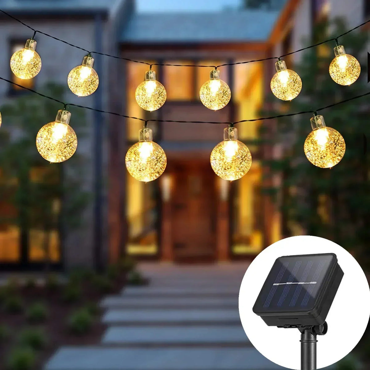 Guirlande solaire LED d'extérieur, 20 à 200 ampoules, trois teintes
