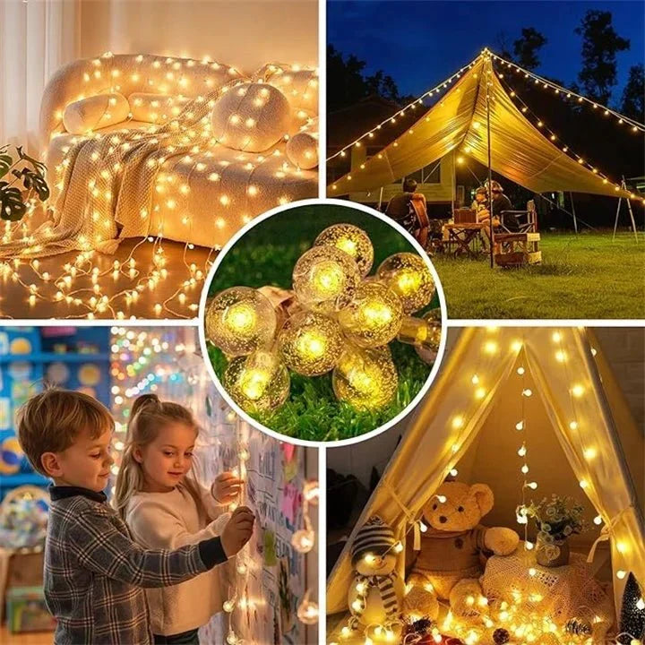 Guirlande solaire LED d'extérieur, 20 à 200 ampoules, trois teintes