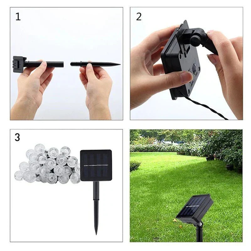 Guirlande solaire LED d'extérieur, 20 à 200 ampoules, trois teintes