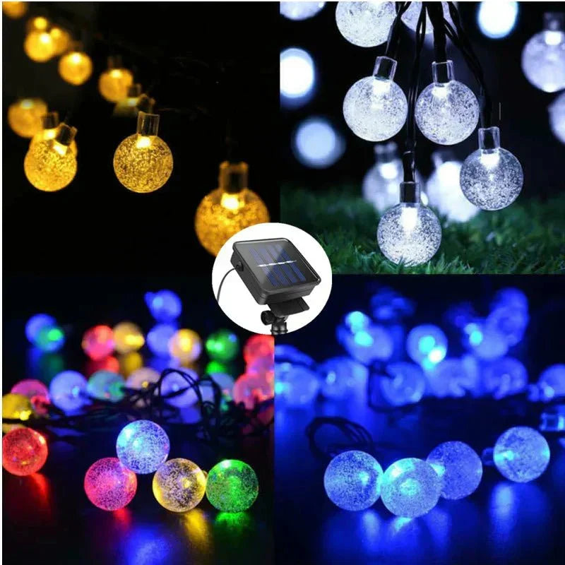 Guirlande solaire LED d'extérieur, 20 à 200 ampoules, trois teintes